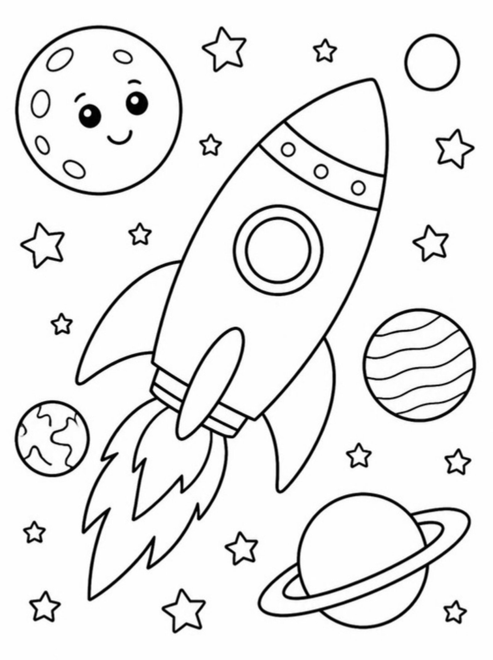 Desenho para colorir: Foguete no espaço